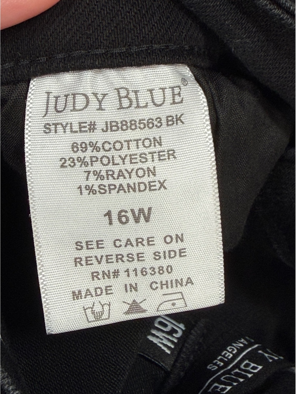 Judy Blue Black Crossover Asymmetrical Waistband Dad Jeans Size 16W Stretch - Picture 16 of 16